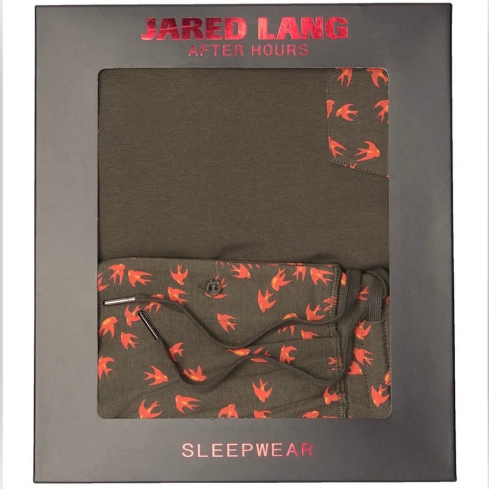 Jared Lang Birds Pajama Set in Gift Box Orange + Green - Picture 4 of 10